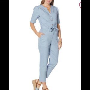 Democracy Light Blue Utility Jumpsuit with Tie Waist